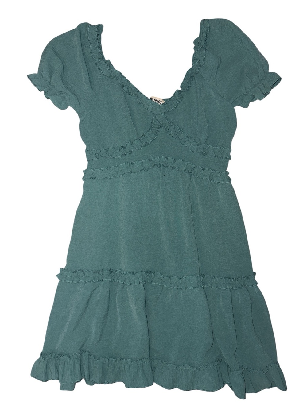 Inspired Hearts Teal Ruffle Mini Dress - Picture 1 of 4